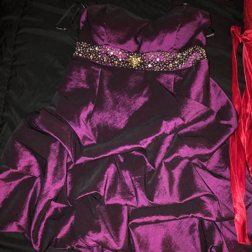 Purple strapless homecoming/ prom dress